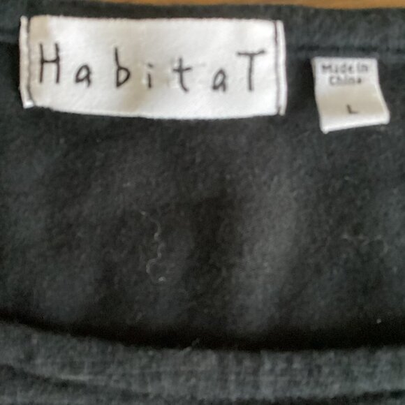 HabitaT 3/4-Sleeve Layered Ruffle Top Black Stretch Cotton Sz L #163B - Picture 6 of 8